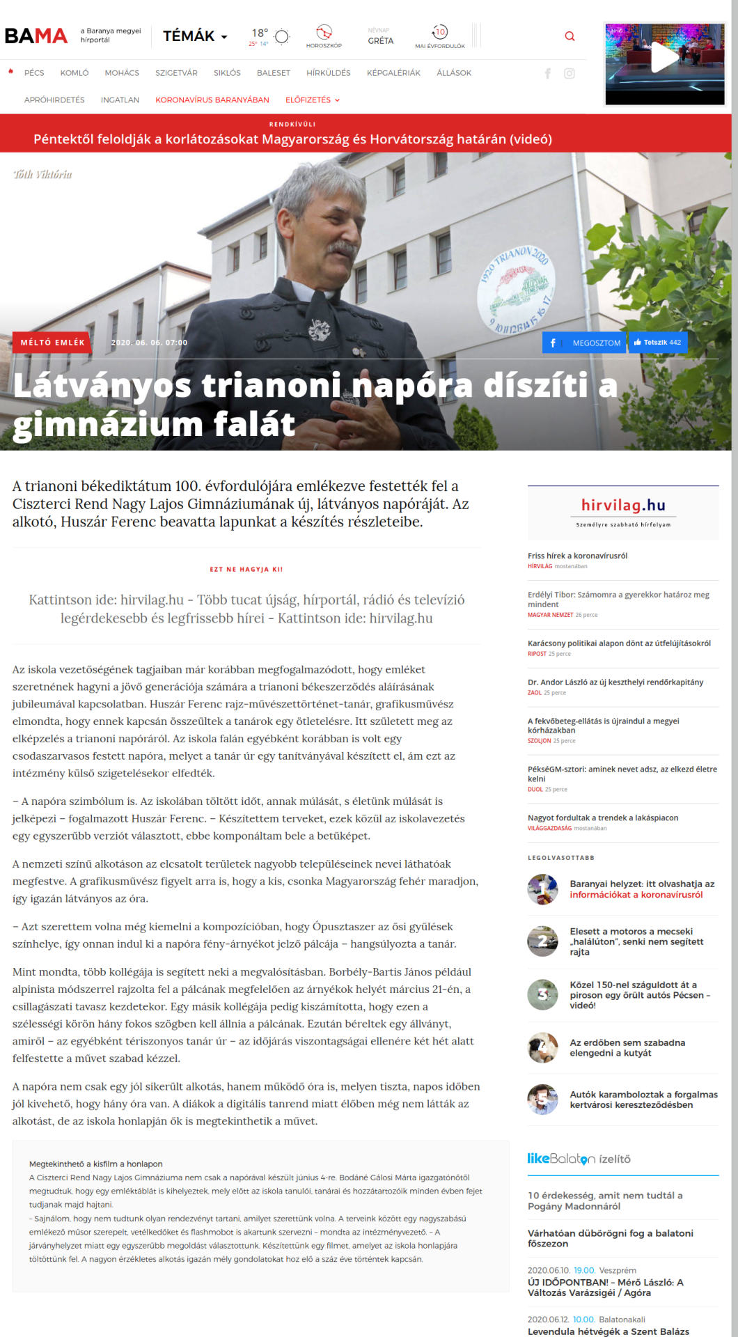 Látványos trianoni napóra